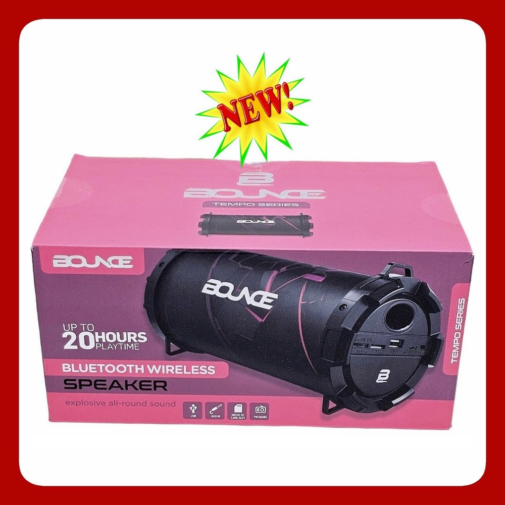 Bounce Tempo Bluetooth Wireless Speaker FM Radio USB SD Card Slot New Sealed